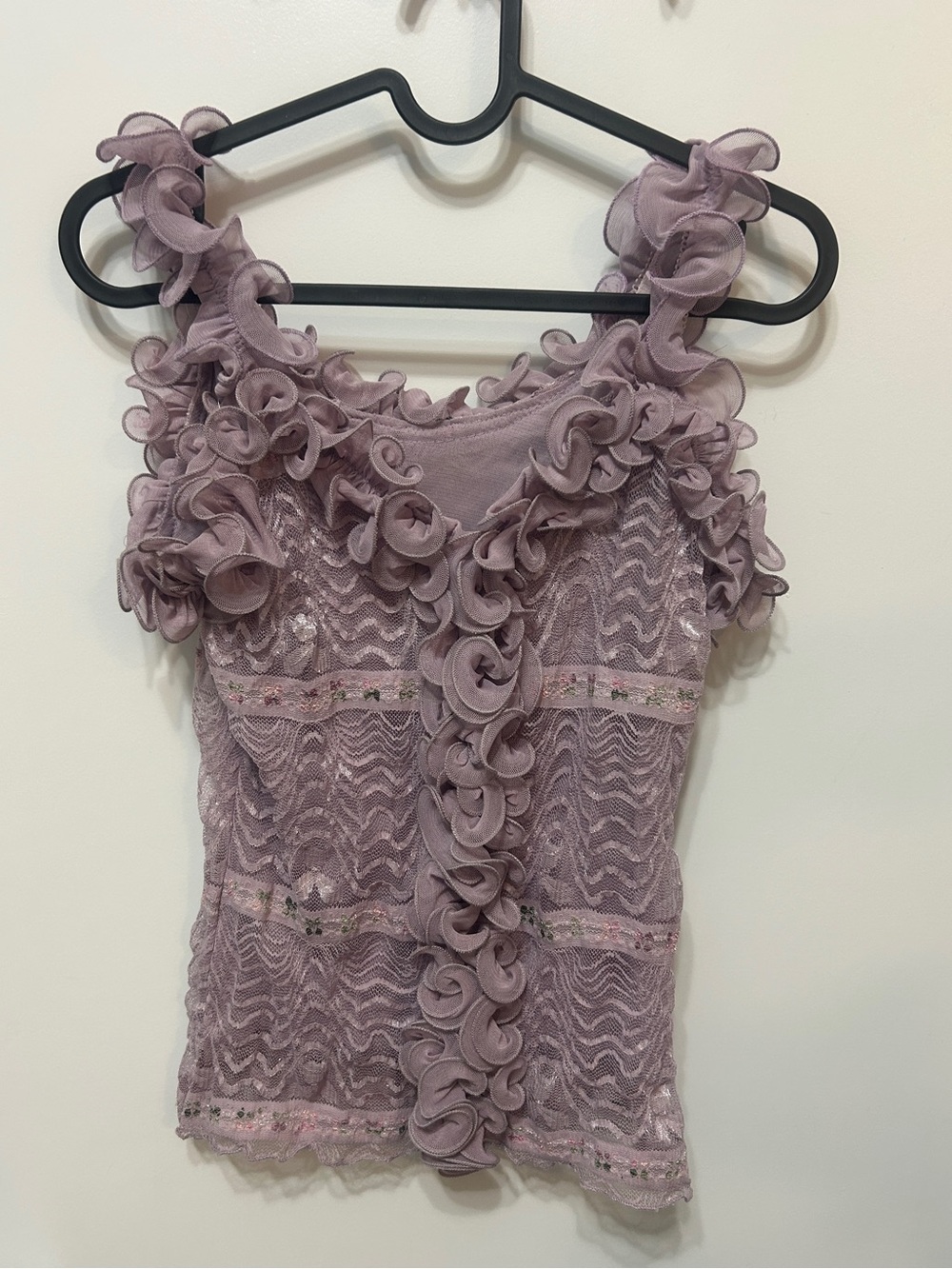 Lavender Ruffle Lace Tank Top - Women